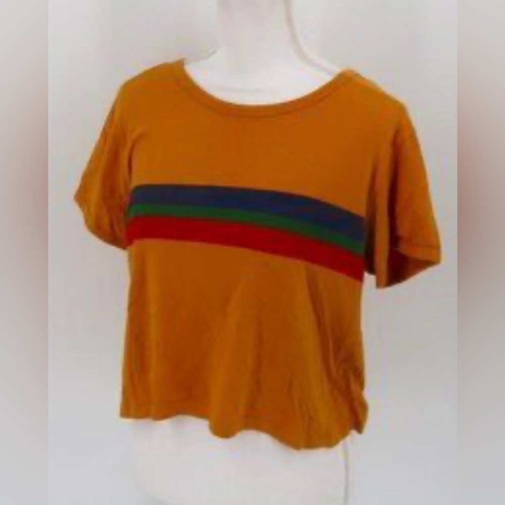 Love Peace & Lazy Days Mustard Tee with Pink Accent Hearts